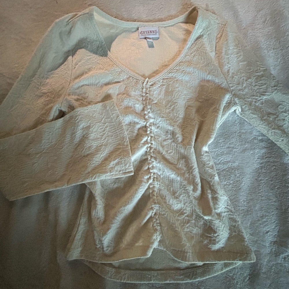 Shyanne Cream Long Sleeve Textured Top